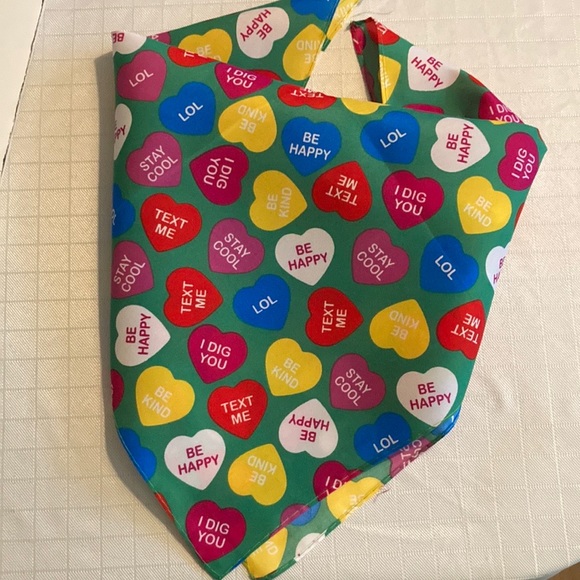 None Accessories - FREE w/$25 bundle Valentine’s Day conversation hearts Bandana NEW green colorful